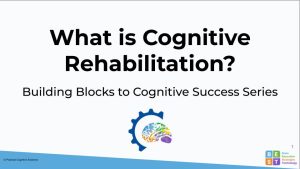 Webinar title and half cog with multiple color brain