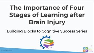 Webinar title and half cog with stack of books graphic