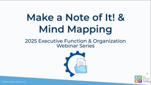 Webinar title with a half cog with a file folder and paper sticking out if