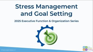 Webinar title with a half cog and a target with dart in center